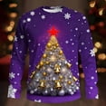 thumbnail image 3 of Christmas Tees For Men Crew Neck Xmas Graphic Print Long Sleeve Pullover Casual Stylish Holiday Funny Tops (L, Purple-C), 3 of 5