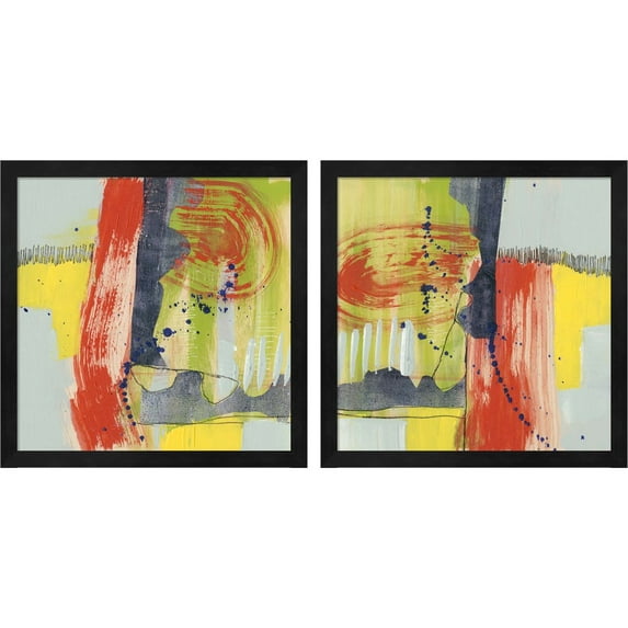 Great Art Now Bold Strokes by Jennifer Goldberger, 2 Piece Framed Art Set Each 13"W x 13"H