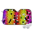 thumbnail image 2 of Lsque Colorful Tie Dye Stained Glass 1 Car Windshield Sun Shade | Accordion Folding Style Auto Shade for Car Truck SUV Van | Blocks UV Rays Sun Visor Protector | Medium, 2 of 7