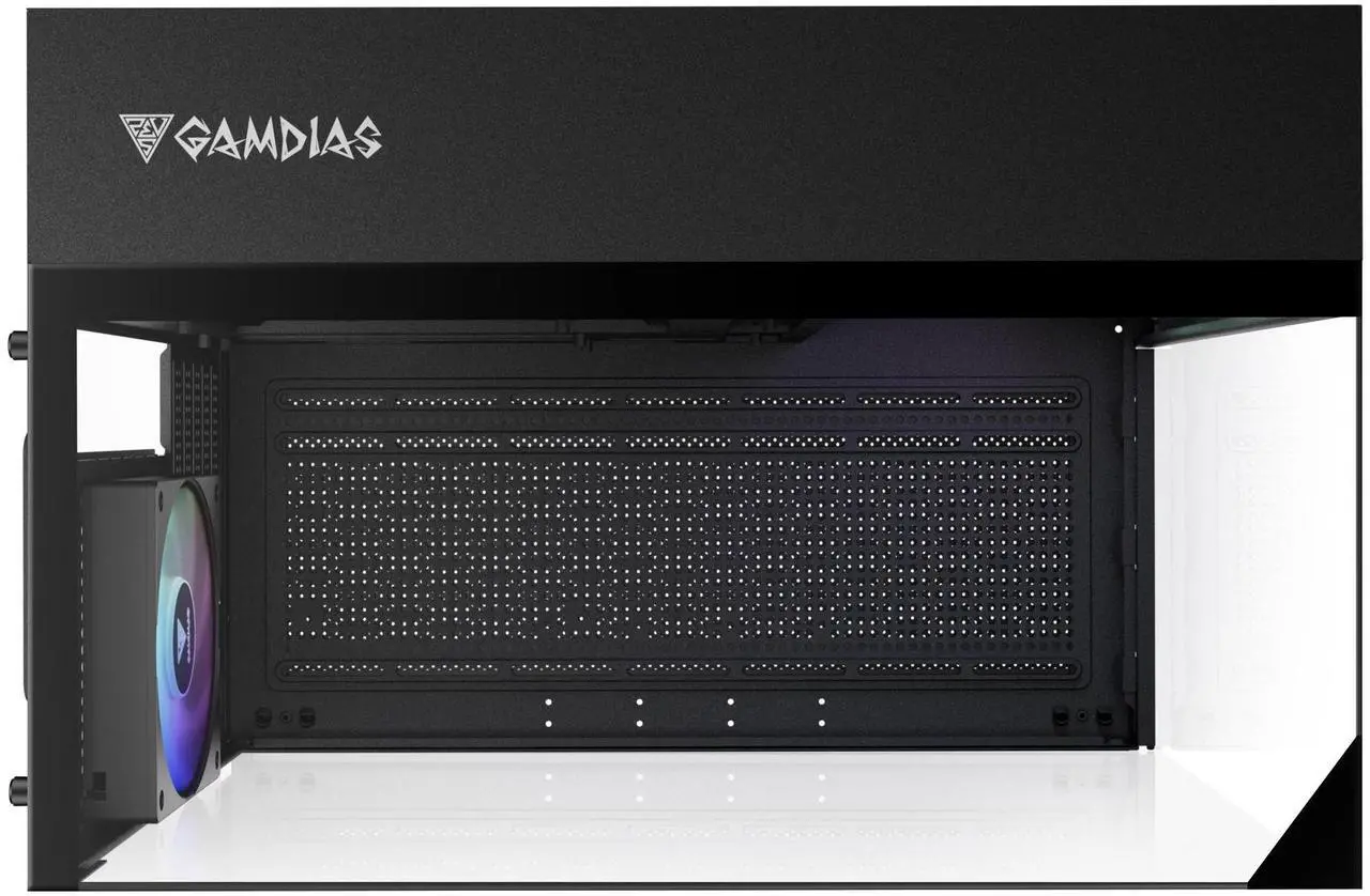 Gamdias ATLAS M3M 3-side glass pc case micro-ATX mATX min-ATX iTX, 3x120mm ARGB fans PWM, 400mm GPU