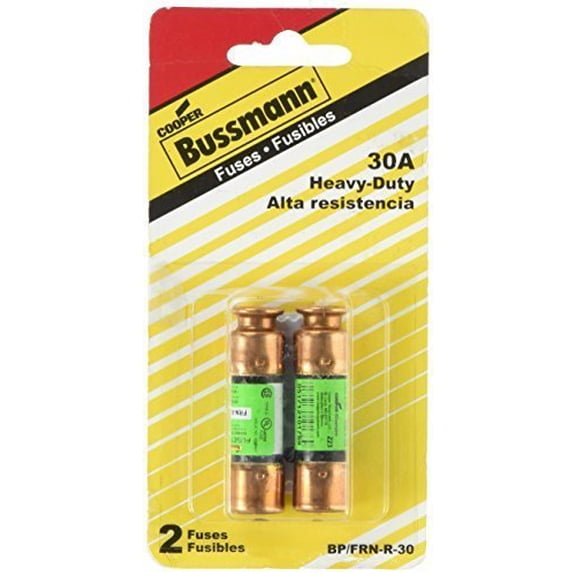 Bussmann BP/FRN-R-30 30 Amp Fusetron Dual Element Time-Delay Current Limiting Class RK5 Fuse, 250V Carded UL Listed, 2-Pack
