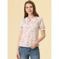 thumbnail image 4 of INSPIRE CHIC Blusa De Manga Corta Con Volantes Y Cuello Peter Pan Floral Para Mujer Rosa S, 4 of 4