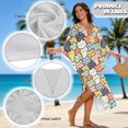 thumbnail image 6 of Xixirimido Cute Cartoon Cats Print Kaftan Dresses for Women Plus Size V-Neck Moo Moos Batwing Sleeve Caftan Beach Dress Bathing Suit Cover-Up Loungewear, 6 of 7
