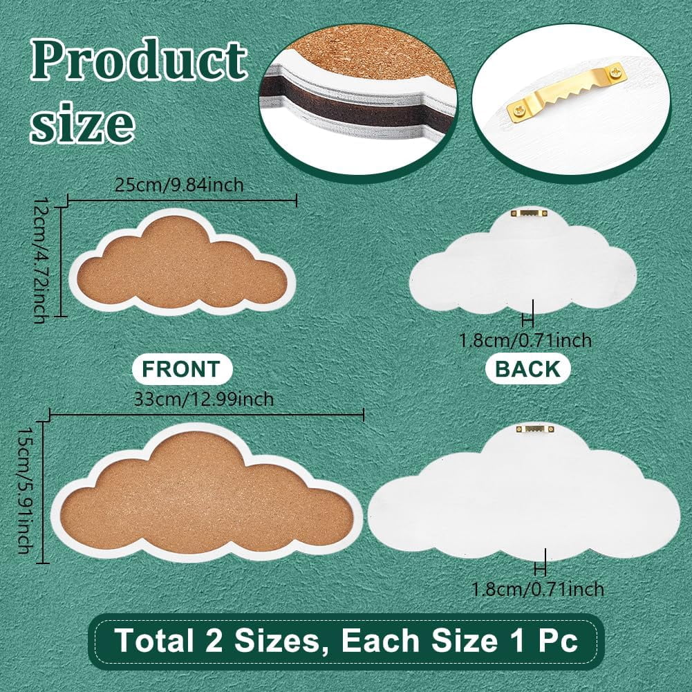 2 Pcs Pin Display Cork Tray 2 Styles Cloud Shape Wall Mounted Brooch Board Bulletin Display Board