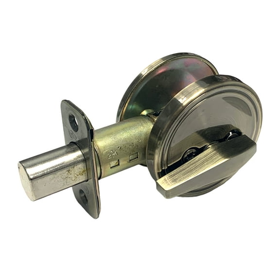 Cal-Royal ID-801-US5, Antique Brass One-Side Deadbolt with Blank Outside Plate