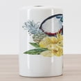 thumbnail image 3 of Tropical Animals Ceramic Toothbrush Holder, Toucan Bird Exotic Hibiscus and Orchids Flower Palm Plants Leaf Print, Decorative Versatile Countertop for Bathroom, 4.5" X 2.7", Multicolor, by Ambesonne, 3 of 4