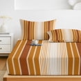 thumbnail image 6 of Twin XL Size Fitted Sheet Set - Burnt Orange Ombre Stripe 2 Piece Bedding Sets 16" Deep Pocket Fitted Sheet with 1 Pillowcases, Farmhouse Simple Striped Brushed Microfiber Hotel Luxury Bed Sheets, 6 of 9