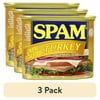 (3 pack) SPAM Oven Roasted Turkey, 9 G Protein per Serving, 12 oz Aluminum Can