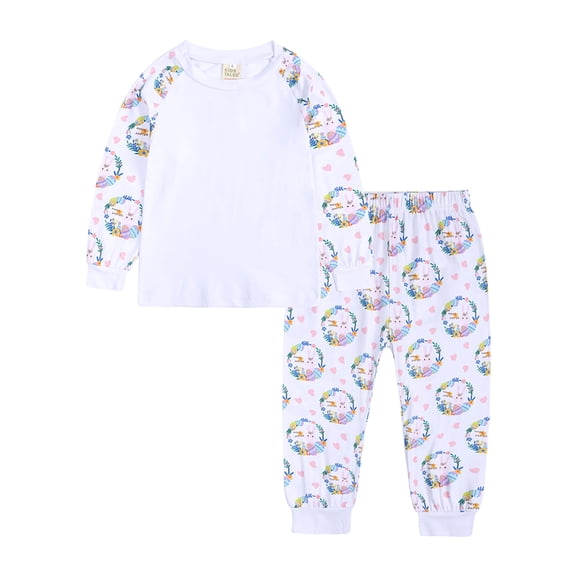 Mercatoo Easter Outfits Toddler Boys Girls Bunny Long Sleeve 𝐏ajamas 2-Piece 𝐒nug Fit Cotton Long Baby Clothes 3-6 Months Boy