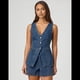 thumbnail image 5 of Conjunto de Dos Piezas de Mezclilla para Mujer, Informal, Sin Mangas, con Cuello en V, Chaleco Vaquero y Pantalones Cortos de Cintura Alta, Conjunto Deportivo Azul M, 5 of 10