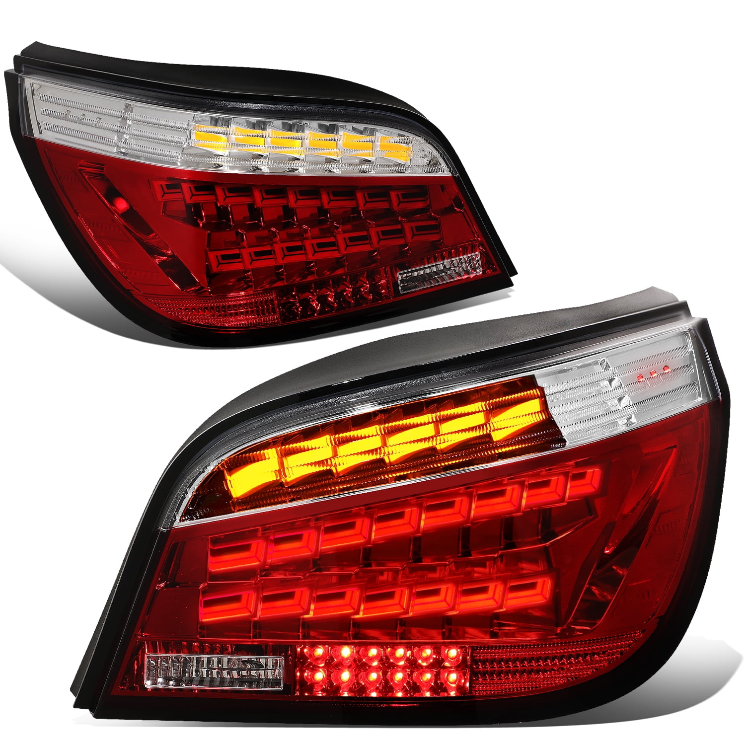 DNA Motoring TL-LED-OL-E6003-RD-CL For 2004-2007 BMW E60 525 530 545 550  Sedan Pair Clear Lens OLED Squential Rear Tail Lights Brake Lamp  Replacement