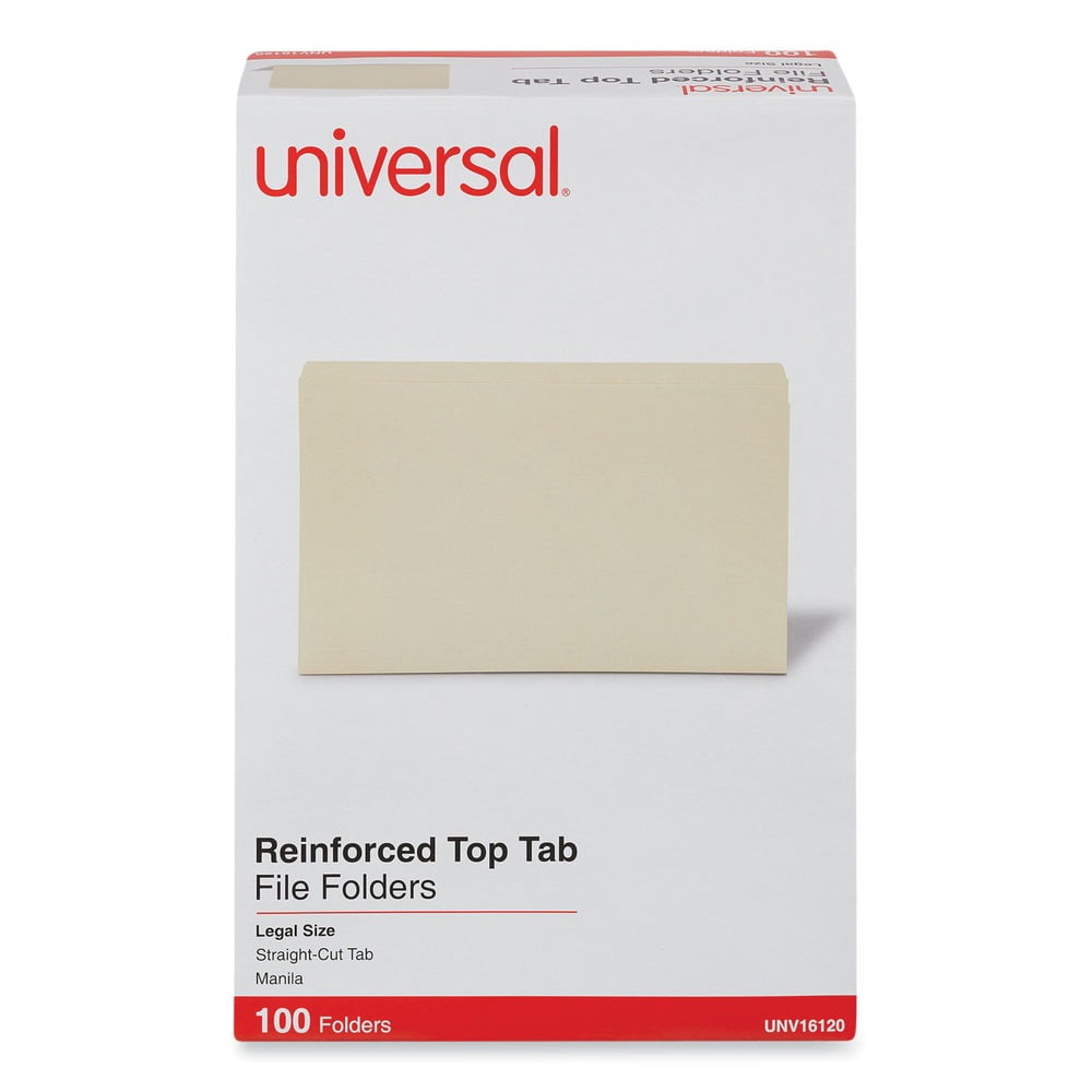File Folders, Straight Cut, Two-Ply Top Tab, Legal, Manila (100/Box)
