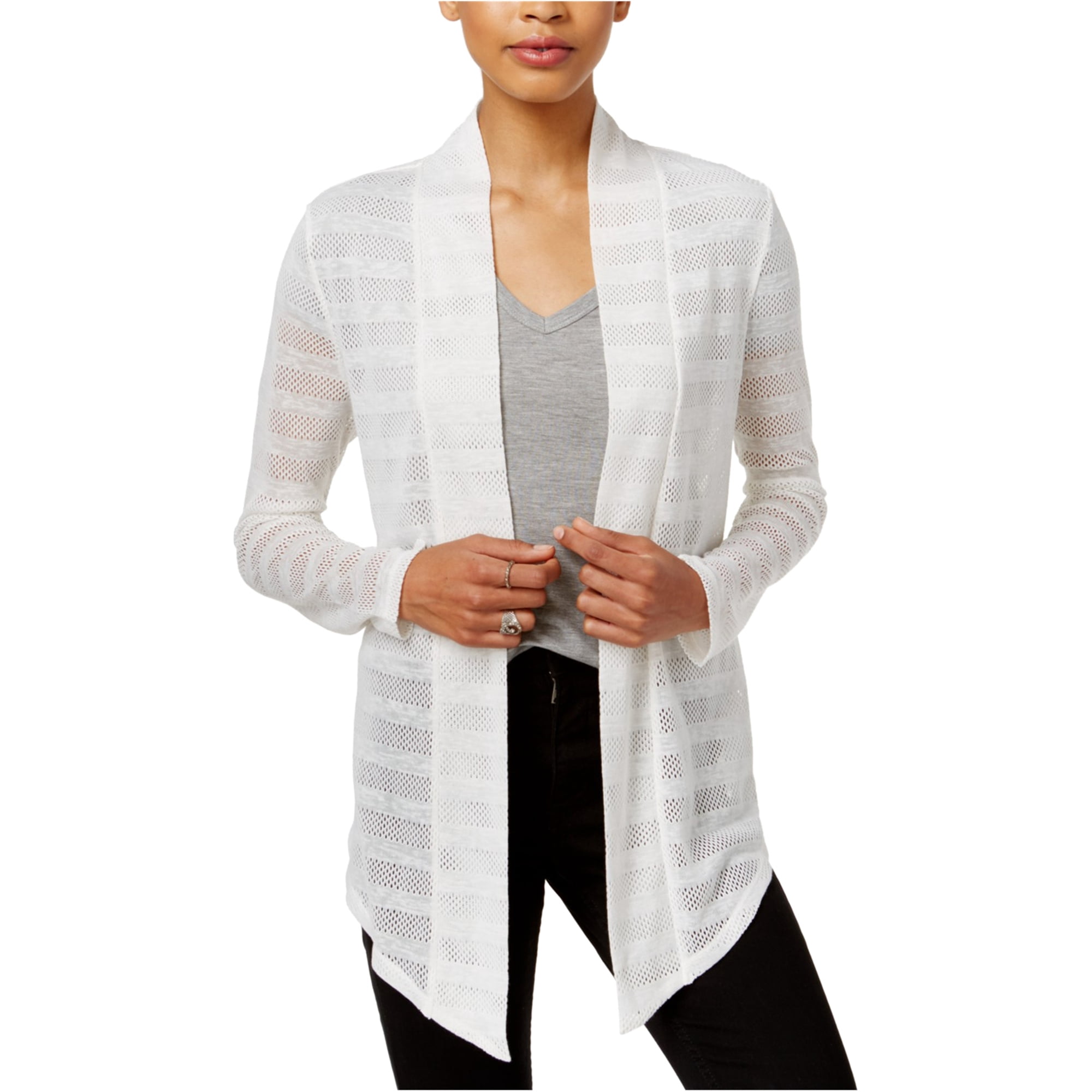 Womens Textured Cardigan Sweater, White 