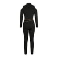 thumbnail image 4 of AherBiu Workout Bodysuits for Women Long Sleeve Slim Stretchy Comfy Rompers Cold Shoulder Skinny Jumpsuit, 4 of 5
