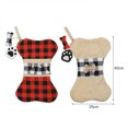 thumbnail image 7 of Christmas Pet Stockings Hanging Ornament Cat Dog Plaid Bow Bone Tassels Gift Reusable Bag, 7 of 7