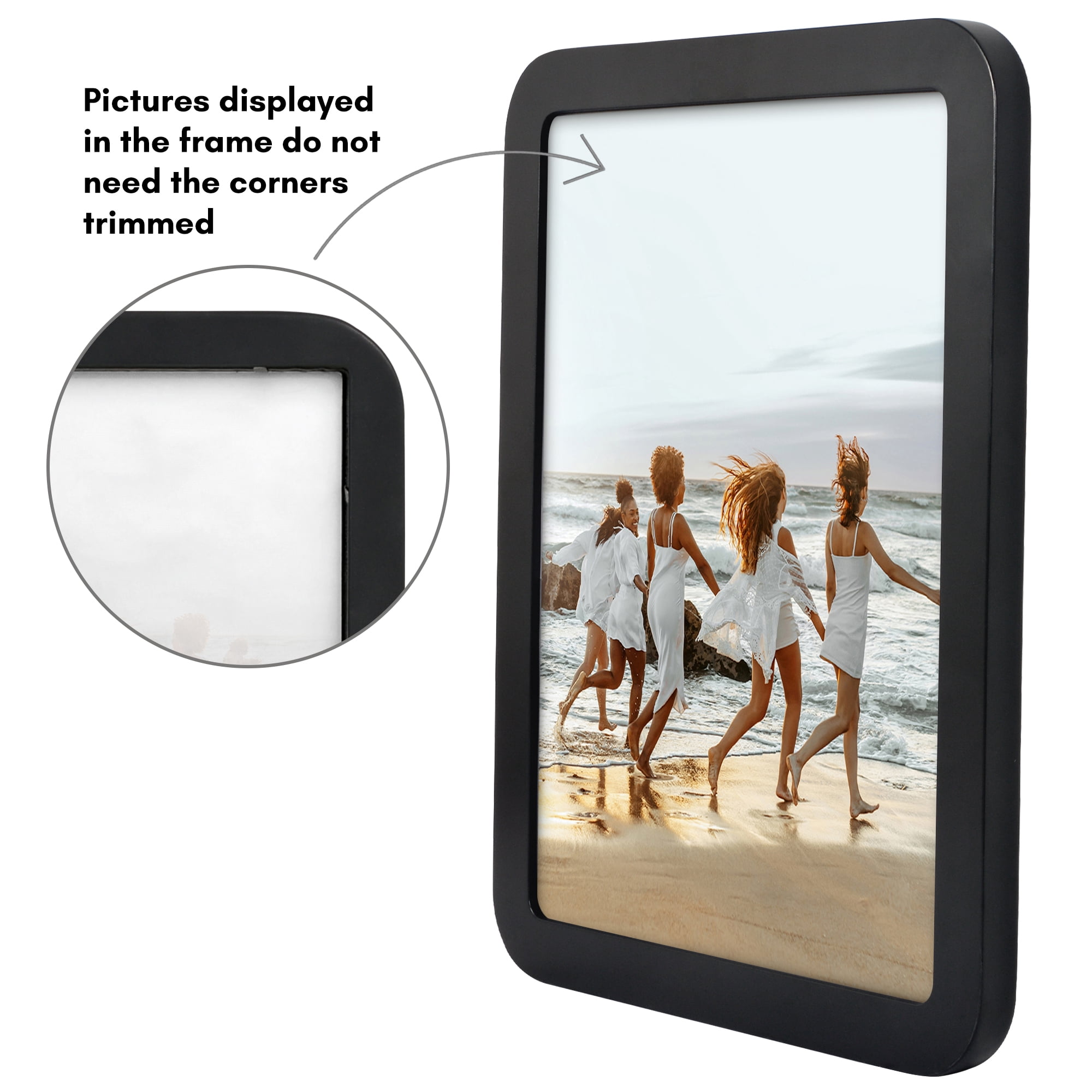 Americanflat 12x16 Picture Frame with Shatter-Resistant Glass Round Corner Molding Mod Collection - Black