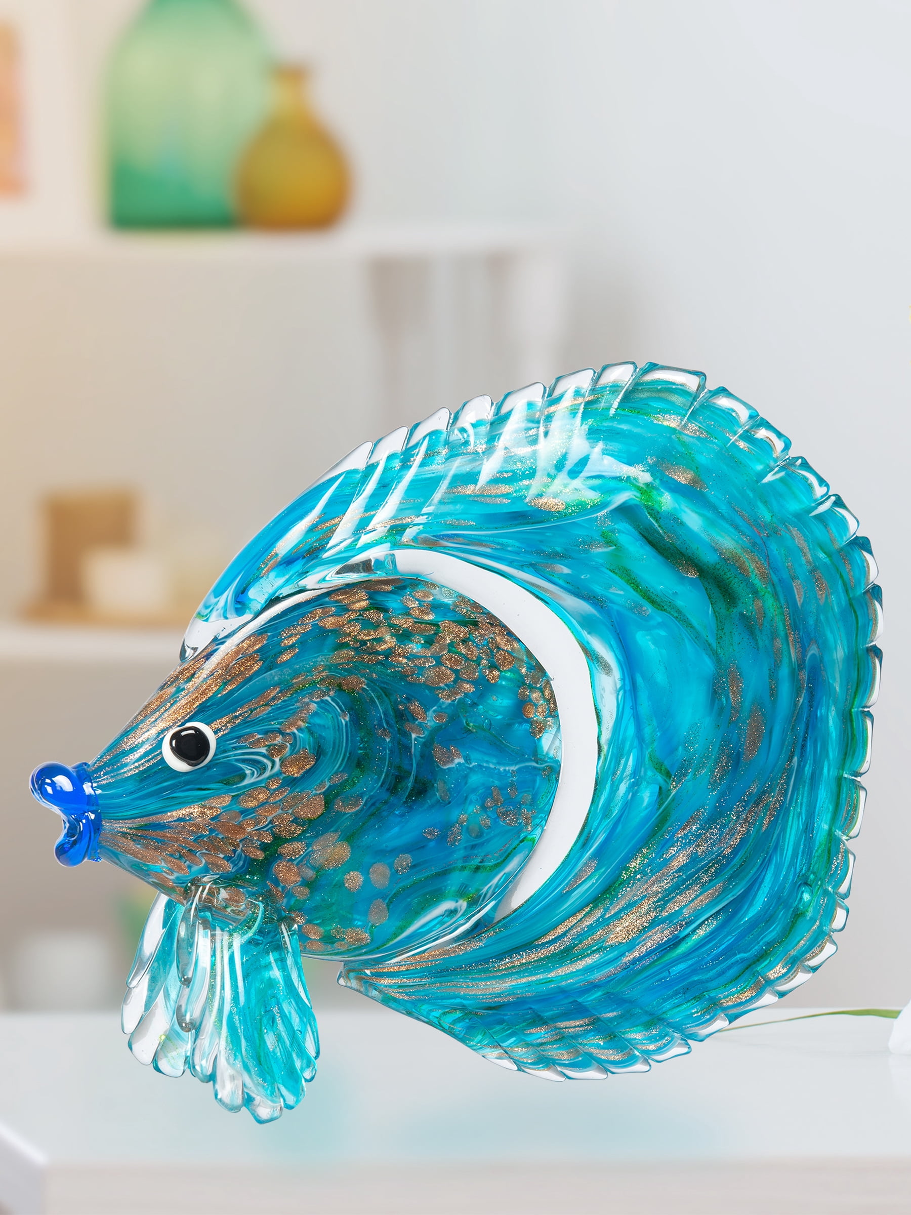 Dale Tiffany 9.5" Tall Railay Fish Art Glass Handcrafted Murano-Style Figurine