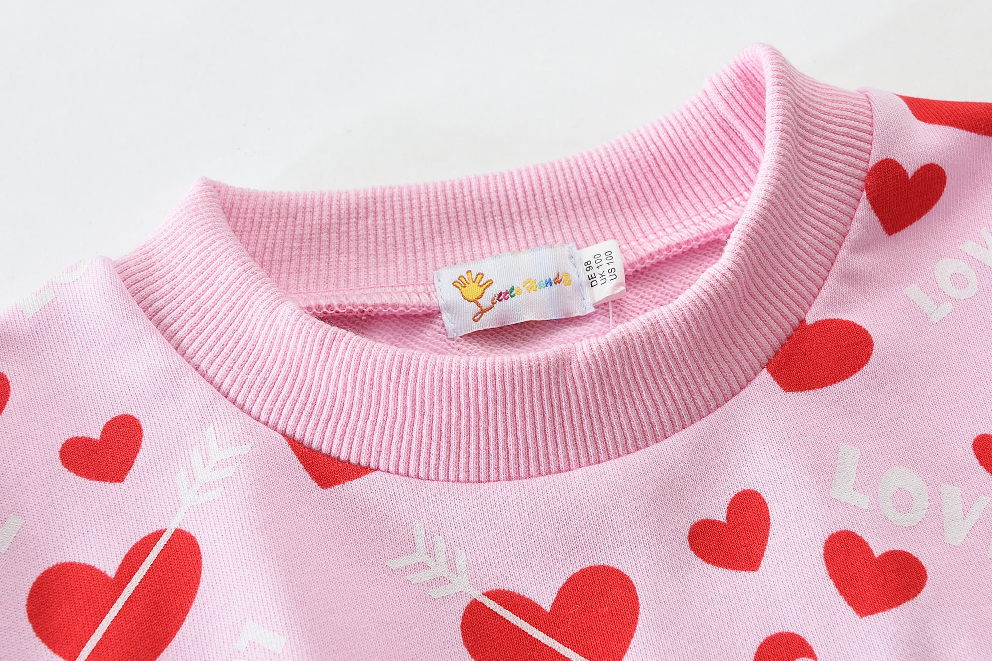 POPTEM Toddler Girls Clothes Set Heart Print Sweatshirts Top and Leggings with Skirt Kids Fall Outfits Pink 5T