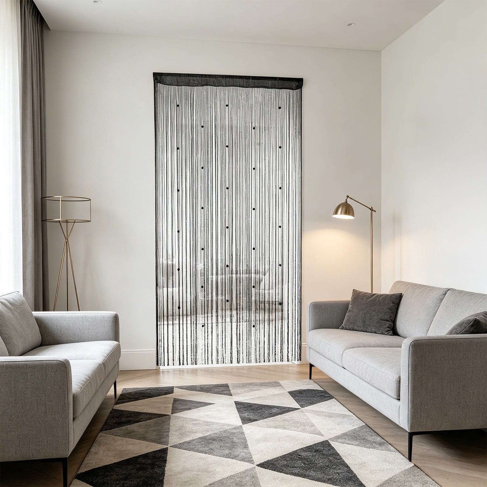 39.37x78.74 Inch String Curtain, Polyester Beaded Doorway Divider, Tassel Decorative Screen, Lightweight Partition for Home Living Room Entryway Layout