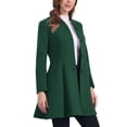 thumbnail image 4 of Abrigo de invierno para mujer INSPIRE CHIC, corte A, de manga larga, con botonadura simple, dobladillo peplum, largo, talla XS, verde oscuro, 4 of 6