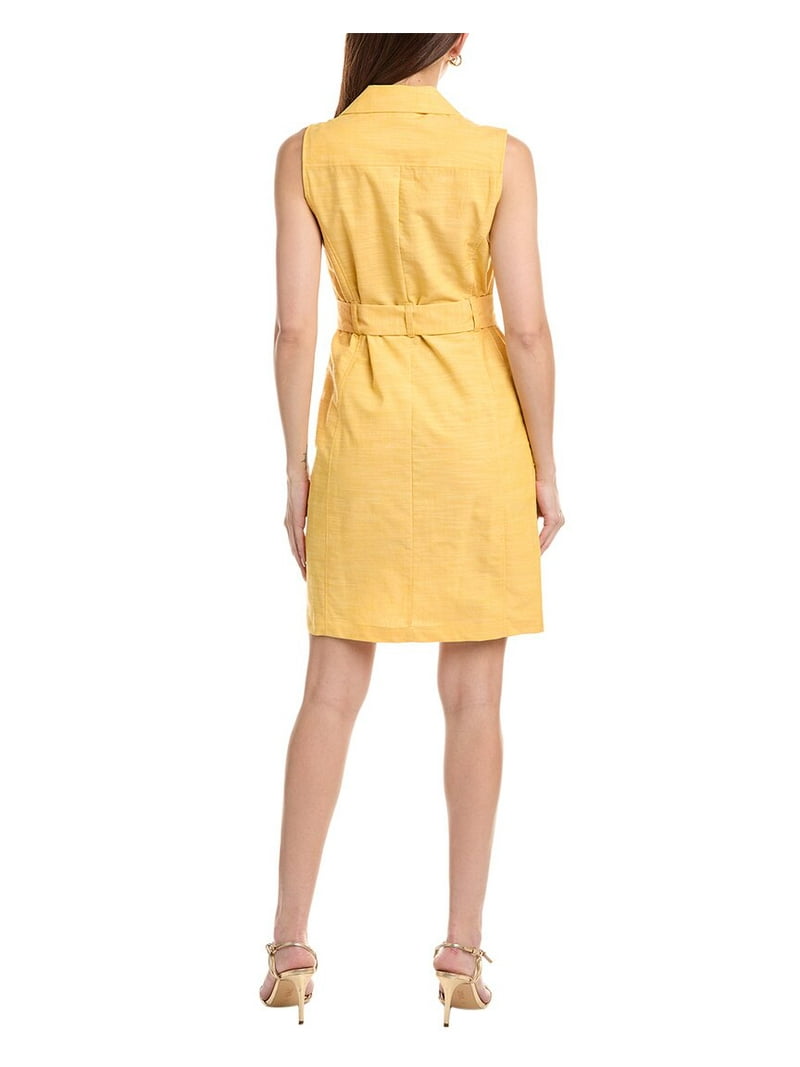 Sharagano womens Tie Waist Shirtdress, 10, Yellow - Walmart.com