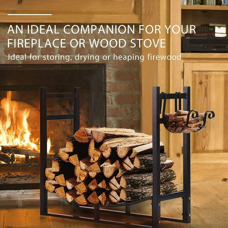 Curved Firewood Rack Firewood Holder: Heavy Duty Small Firewood Holder for  Fireplace Indoor - Outdoor Log Rack Wood Holder 30-Inch