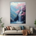 thumbnail image 6 of Mudket Cherry Blossom Waterfall Canvas Wall Art, Floral Landscape Wall Decor, Framed Ready to Hang, Nature Print for Living Room - 12"L x 8"W, 6 of 10