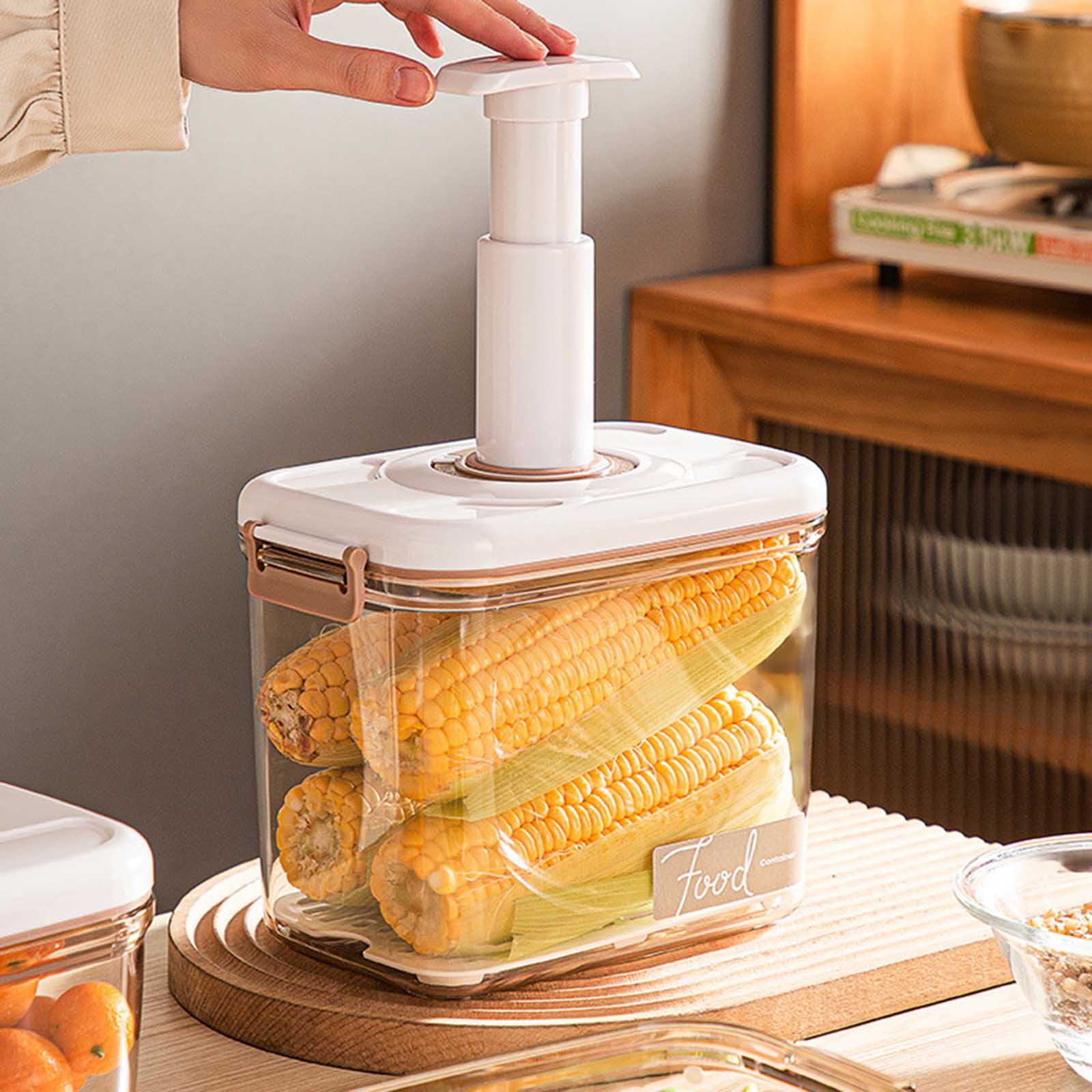 RABBITH Rectangle Square Vacuum Container Large Capacity Vacuum Sealer for Foods Fruits Kitchen Food Storage Box with Air Pump