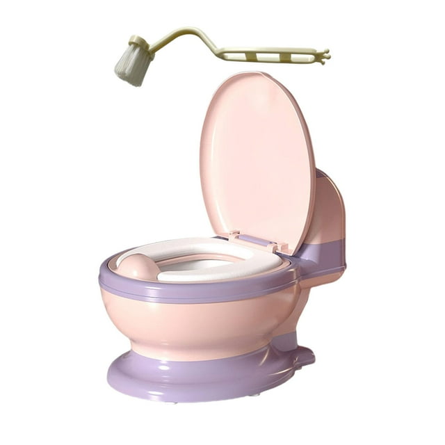 Orinal para bebés Orinal de sensación real (cepillo incluido) Tamaño compacto Orinal antideslizante Asiento para inodoro para bebés Bebés de 0 a 7 Aro Asiento PVC Rosa Sunnimix Inodoro Orinal