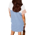thumbnail image 4 of Fantaslook Summer Color Block Dresses for Women Crewneck Short Sleeve T shirts Dress Ribbed Dresses with Pockets, 4 of 8