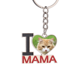 thumbnail image 1 of Rayas amarillas Cat Stare animal El soporte del llavero de metal del llavero ama a mamá, 1 of 3