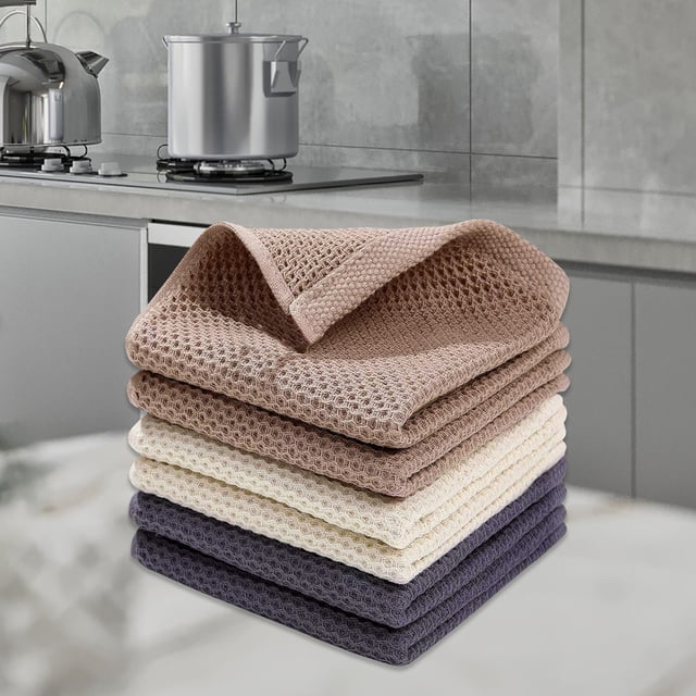 Toalla de limpieza de malla de nido de abeja | Paño de cocina súper absorbente para cocina | Diseño de bucle de doble cara | Secado rápido | Fácil de limpiar | con gancho para colgar | Beige Gris