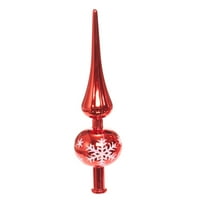 chaungfeng Red Gourd Christmas Tree Topper, Plastic Finial Tree Topper Electroplated Painted Xmas Finials Vintage Treetop Decoration Props Christmas Ornaments Pointed Shape