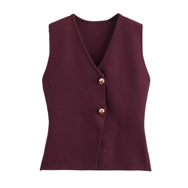 Ounisa Women's Sleeveless Knit Vest, V-Neck Button Front Cardigan Sweater Vest
