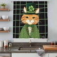 thumbnail image 4 of St. Patrick's Day Sheer Curtains 45" Long, Green Kitten Cats Lucky Shamrock Black Plaid Light Filering Curtains, Breathable Simi Curtain Privacy Drapes for Kitchen Bathroom Small Window Treatment, 4 of 9
