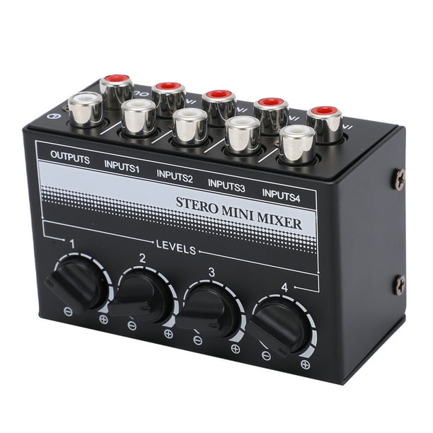 Mini mezclador estéreo, controlador pasivo de señal de audio, concentrador de 4 canales para presentaciones al aire libre