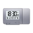 thumbnail image 1 of Reloj despertador plateado con carga USB y proyección de temperatura y hora, pantalla LCD, 1 of 6