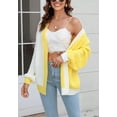 thumbnail image 4 of Asymmetrical Vibrant Color Block Cardigan Sweater Thigh Length Long Sleeves for Women Yellow Medium, 4 of 5