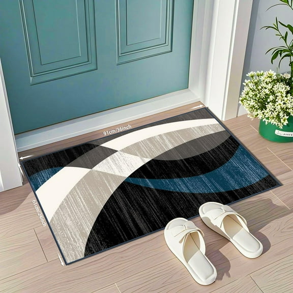 Modern Geometric Washable Rug - Soft Non-Slip Area Rug for Living Room & Bedroom | Machine Washable, Non-Shedding