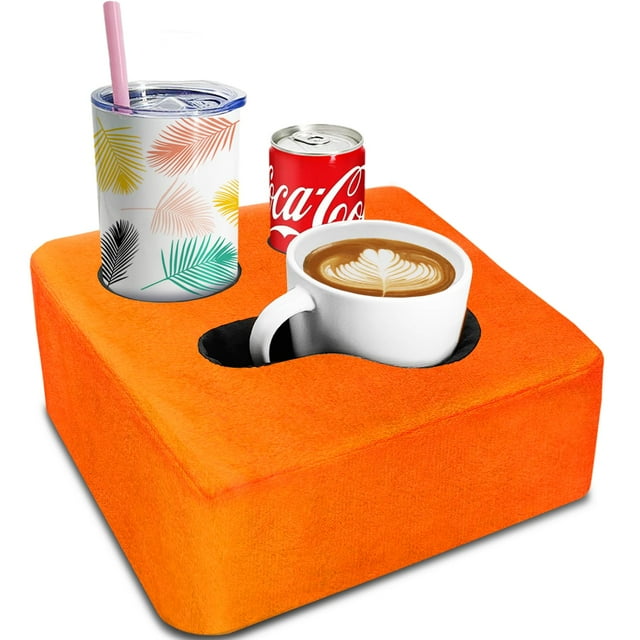 Almohada de sofá NISDOING con 3 orificios, color naranja, 24 x 24 x 10 cm