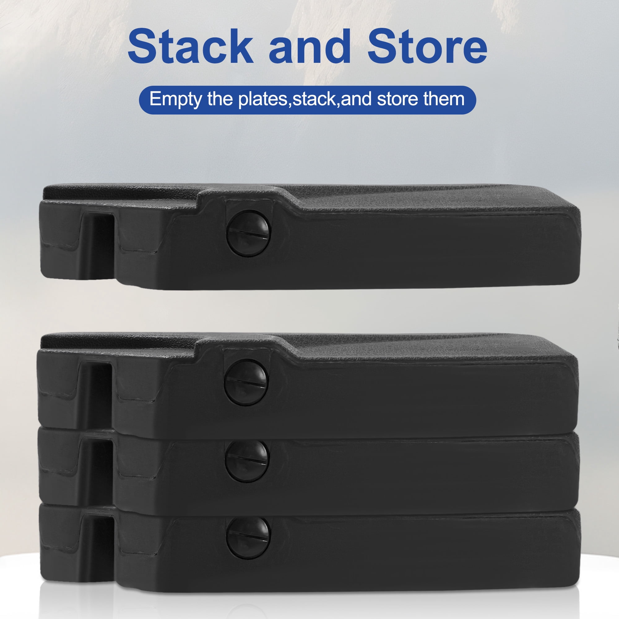 FUNDAZE Heavy Duty Square Umbrella Base Stand – 4-Piece Weighted Holder for Market, Cantilever & Offset Umbrellas, Black