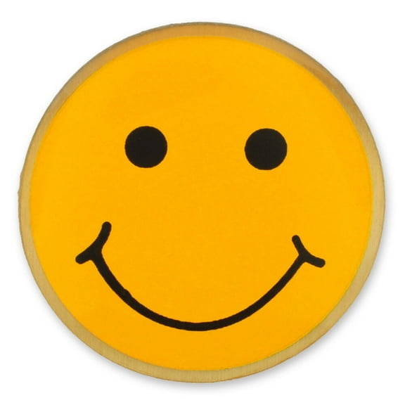 PinMart's Yellow Happy Smiley Face Enamel Lapel Pin