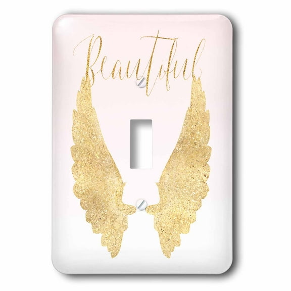 3dRose, Image of Beautiful Blush Pink Gold Ombre Angel Wings, single toggle switch