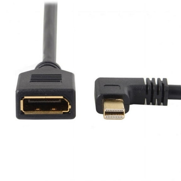 CY Left Angled Mini DP DisplayPort 90 Degree to DisplayPort Female Cable for Displays Monitors