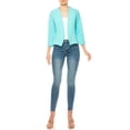 thumbnail image 5 of Women's Collarless Blazer Open Front Sleek 3/4 Sleeves Cardigan, 5 of 6