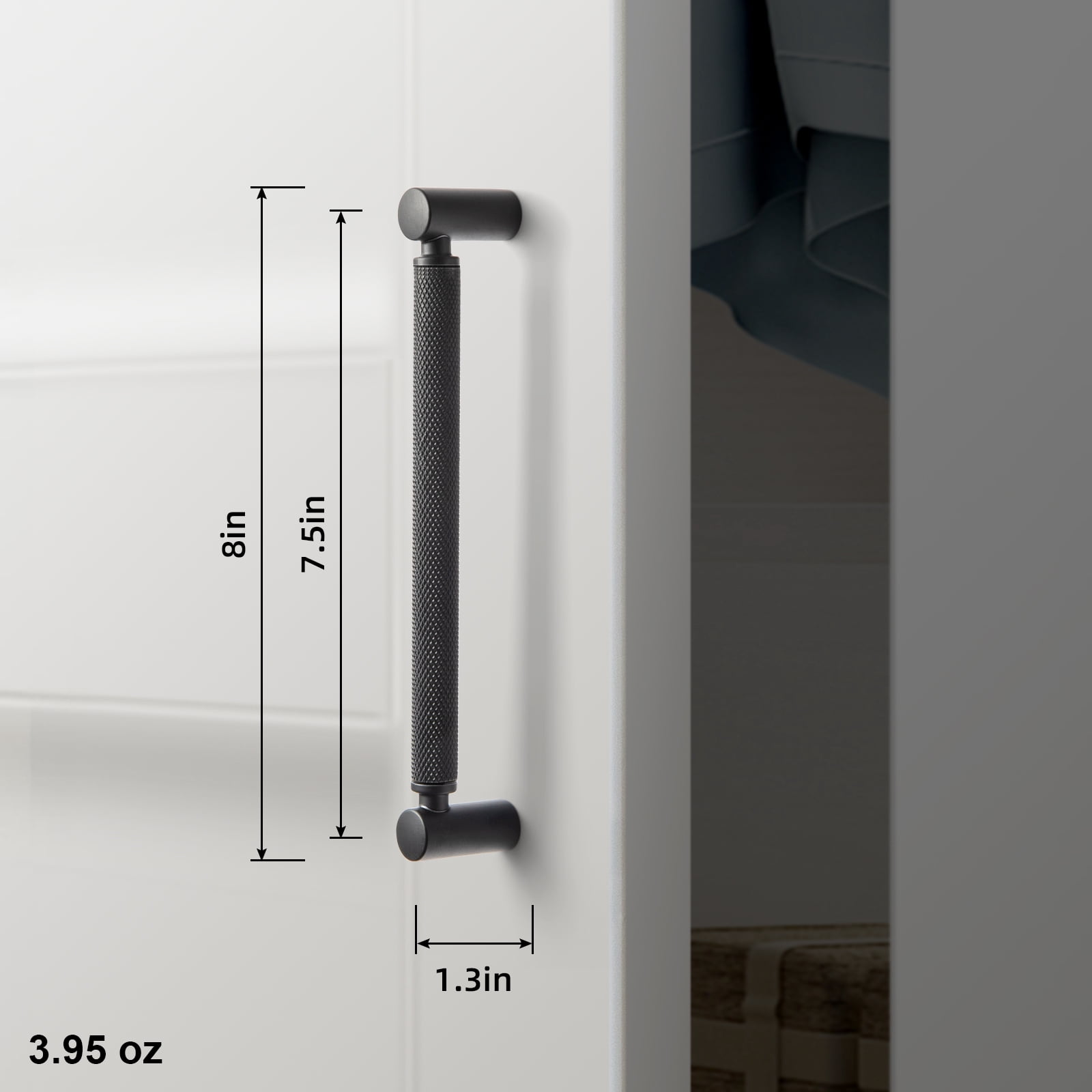Goo-Ki 12 Pack 7.6''(192mm) Hole Center Matte Black Cabinet Pulls, Zinc Alloy Knurled Grip Cabinet Handles for Drawer,Dresser,Cupboard Wardrobe Cabinet