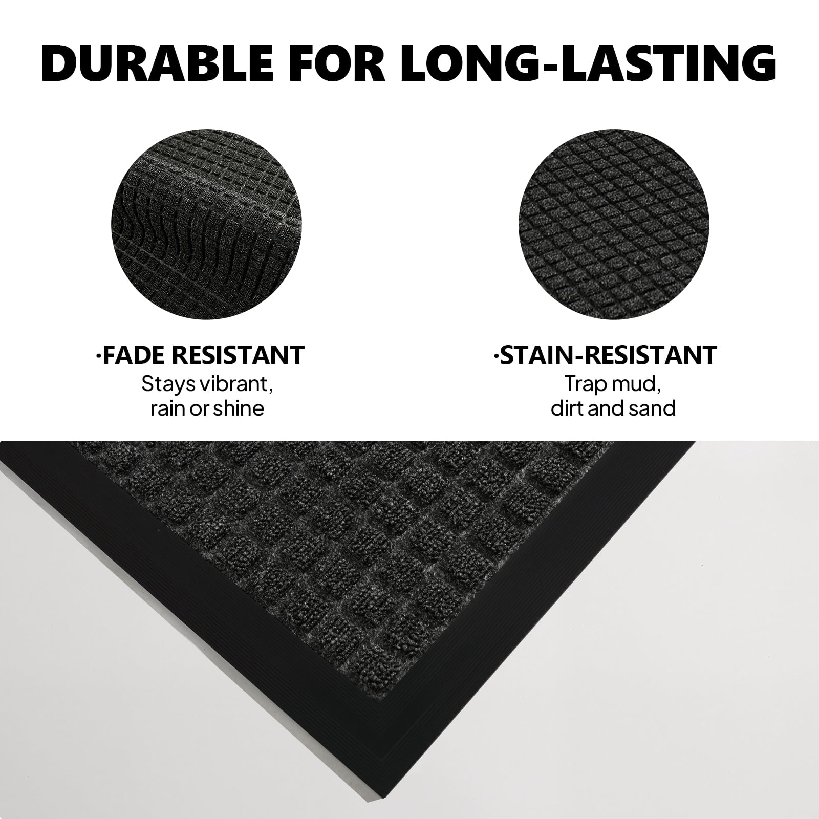 Kitchen Bath Mat, Small Grid Pattern Floor Mat with Composite Rubber Backing, Waterproof Non-Slip Door Mat for Kitchen Bathroom Laundry Room Entryway