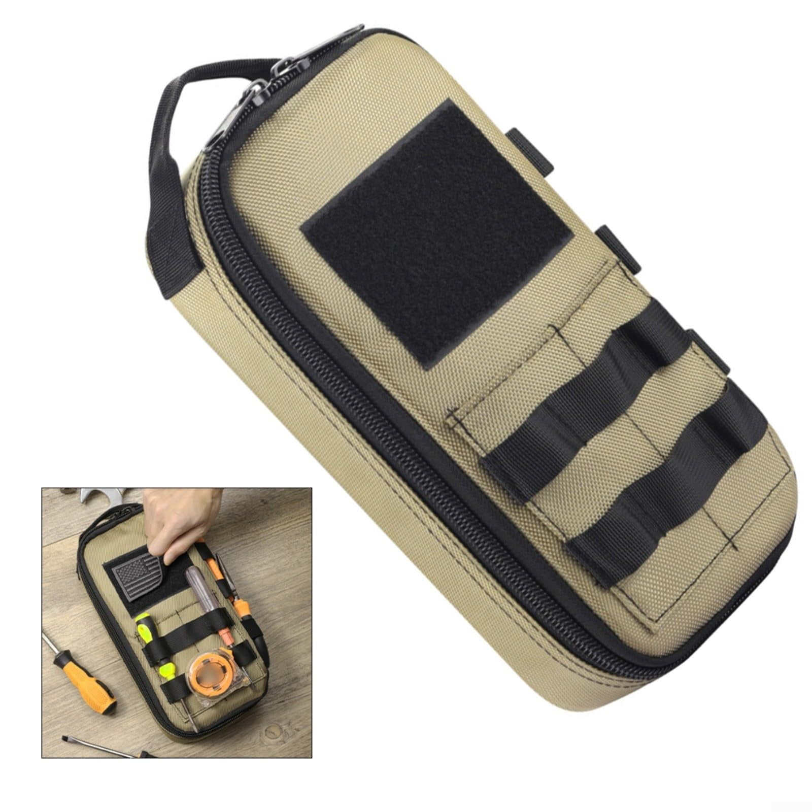 Heavy Duty Small Tool Bag Pouch Portable Utility Organizer Case with Zipper Handle. Perfect for Motorcycle, Road Bike, Electricians & More