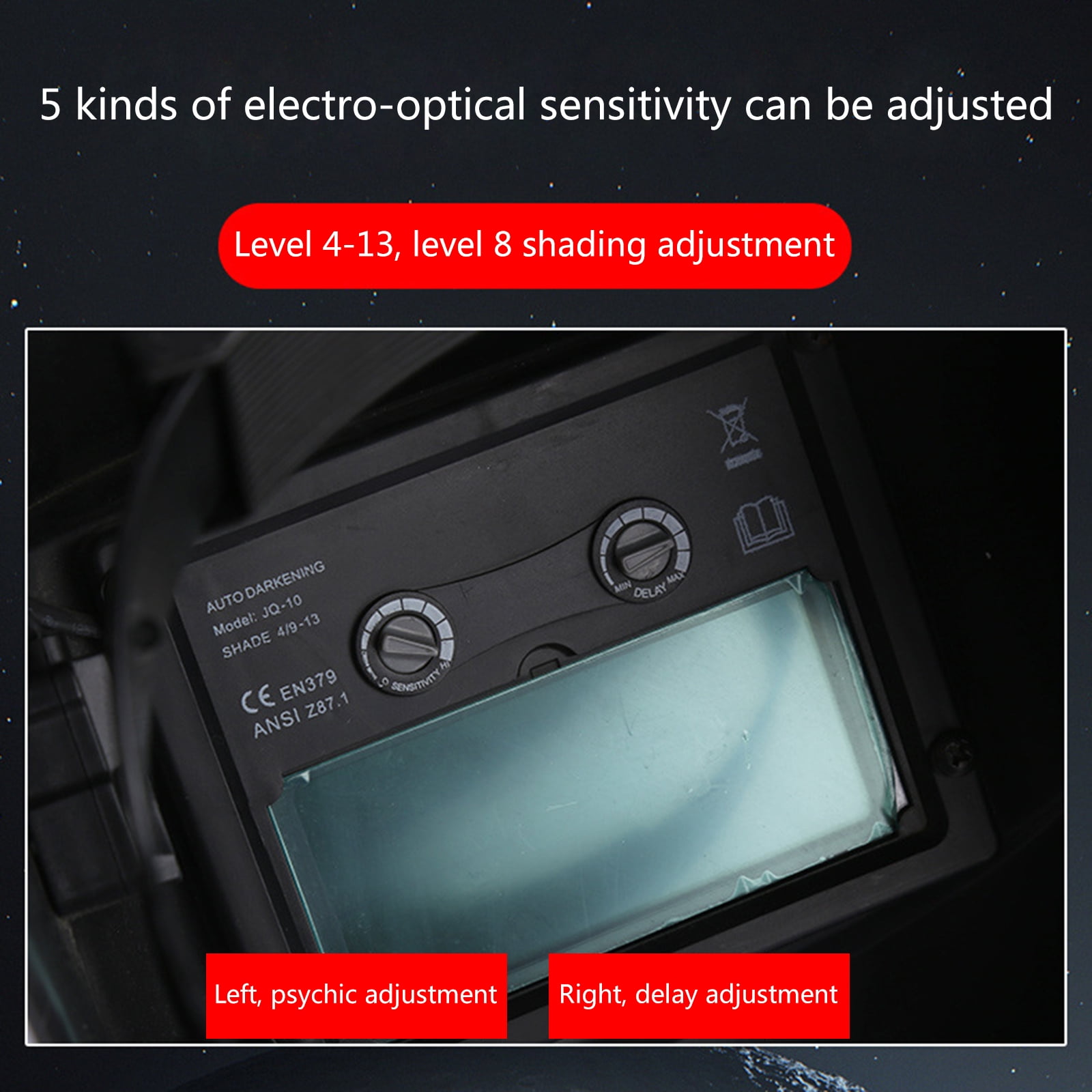 MOMOJIA Auto Darkening Welding Helmet Solar/Battery Powered Welder Mask for TIG MIG ARC
