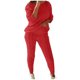 thumbnail image 1 of Conjunto de traje de suéter con pantalones largos de dos piezas de punto de cable de manga larga con hombros descubiertos de color sólido para mujer Fridja  hfkajh99503, 1 of 6